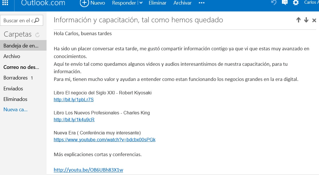 Pantallazo email Gamissans