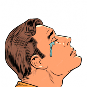 Representación ilustrada de un hombre llorando. Fuente: Alamy