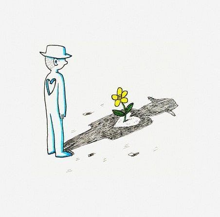 ilustración de un hombre y su sombra